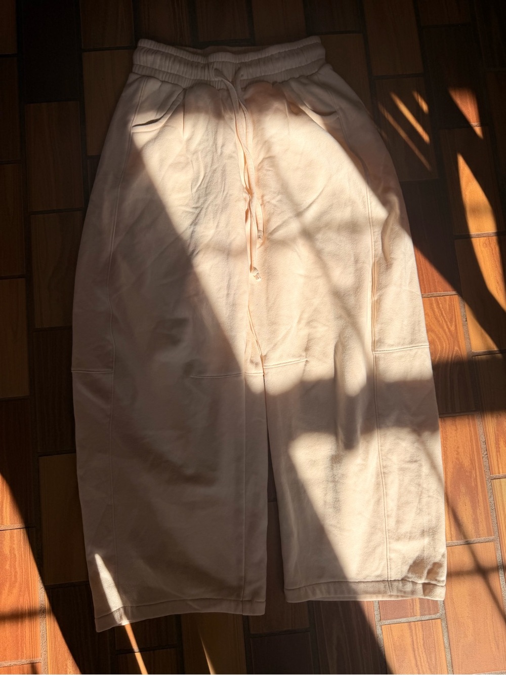 Zenana Outfitters Cream Drawstring Wide Leg